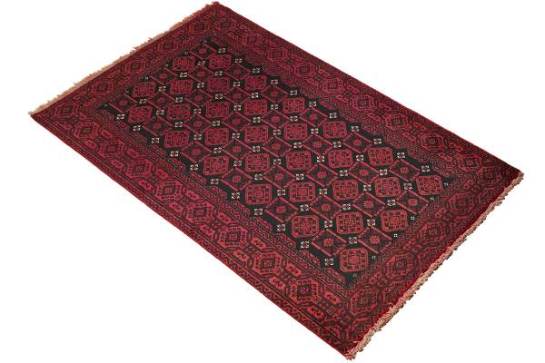 Laagpolig vloerkleed Belutch 2179352 scheerwol - zwart/rood