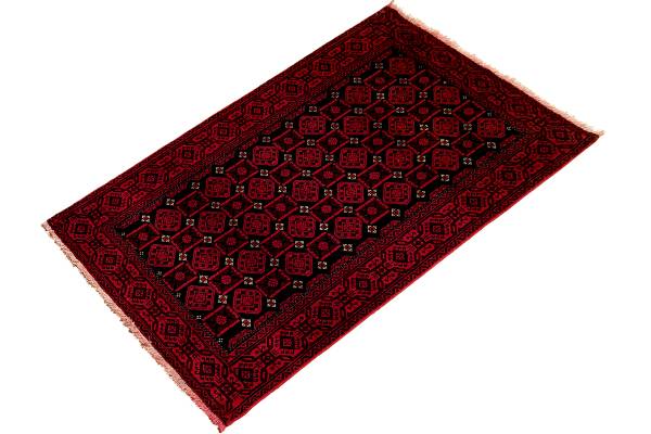 Laagpolig vloerkleed Belutch 2179352 scheerwol - zwart/rood