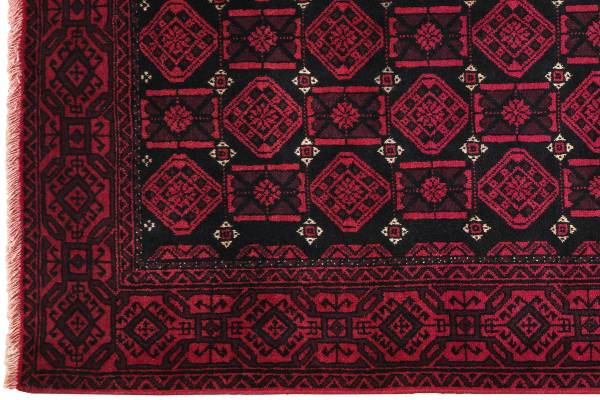 Laagpolig vloerkleed Belutch 2179352 scheerwol - zwart/rood