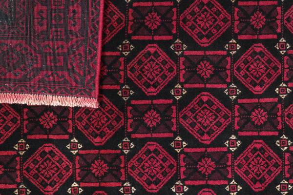 Laagpolig vloerkleed Belutch 2179352 scheerwol - zwart/rood