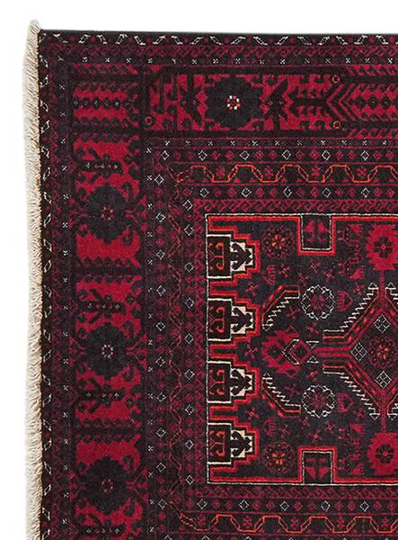 Tapis à poils courts Belutch 2159754 Laine vierge - Noir / Rouge