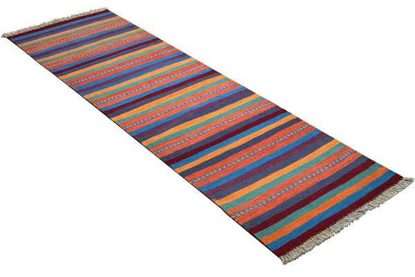 Tappeto pelo corto Kelim Gashgai 2176744 Lana vergine - Multicolore