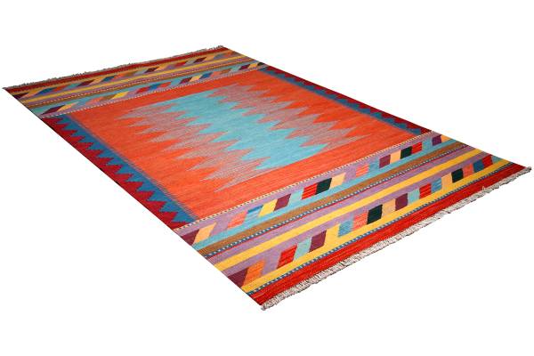 Tappeto pelo corto Kelim Gashgai 2176936 Lana vergine - Multicolore