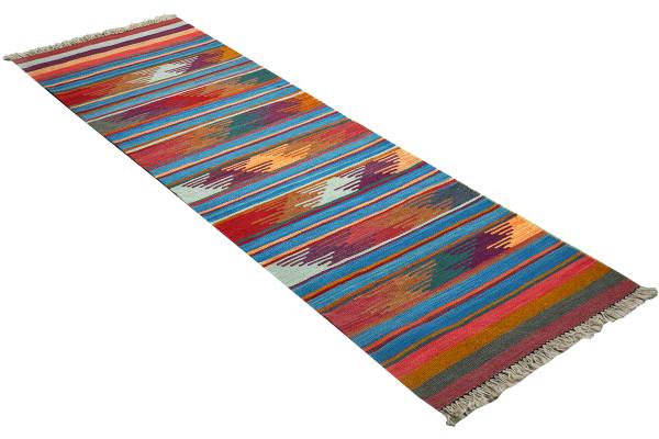 Tapis poils courts Kelim Gashgai 2176809 Laine vierge - Multicolore