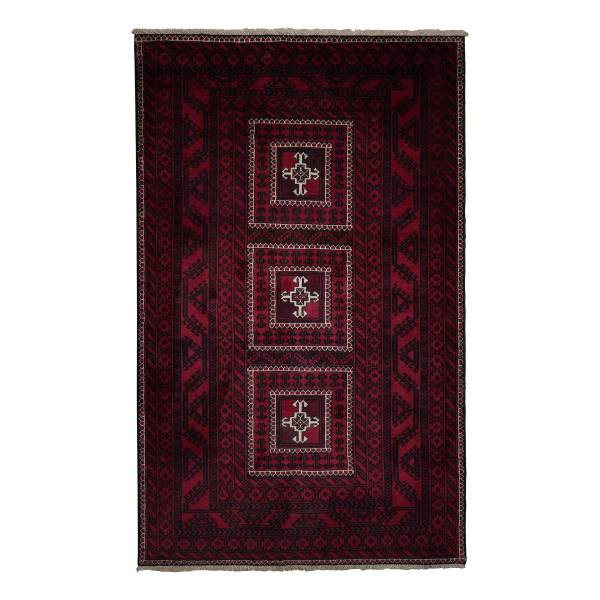 Tapis à poils courts Belutch 2177690 Laine vierge - Rouge