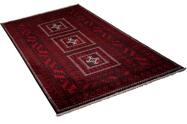 Tapis à poils courts Belutch 2177690 Laine vierge - Rouge