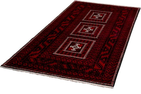 Tapis à poils courts Belutch 2177690 Laine vierge - Rouge