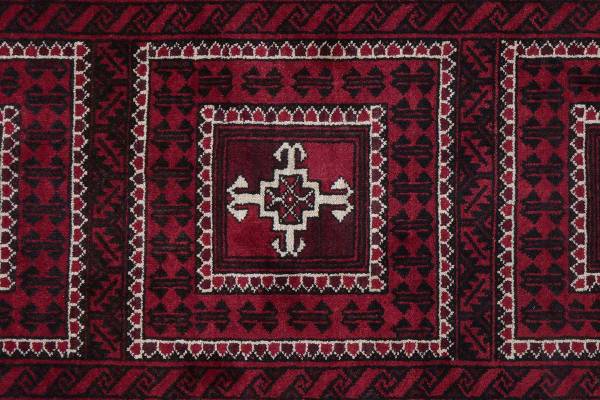 Tapis à poils courts Belutch 2177690 Laine vierge - Rouge