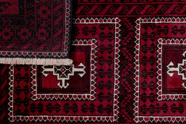 Tapis à poils courts Belutch 2177690 Laine vierge - Rouge