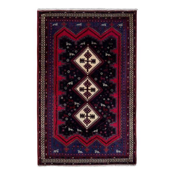 Kurzflorteppich Afshar 2178937 Schurwolle - Blau / Beige