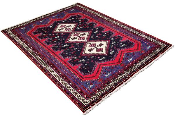 Kurzflorteppich Afshar 2178937 Schurwolle - Blau / Beige