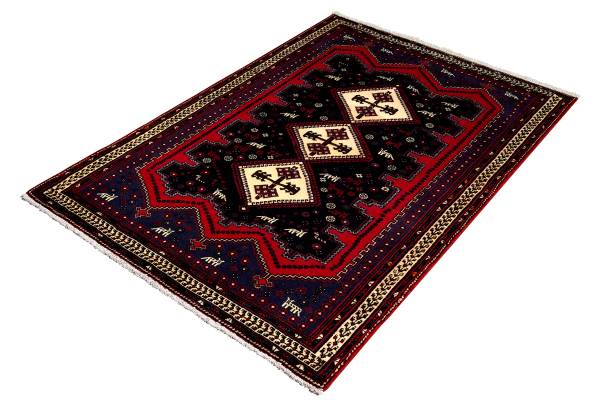 Kurzflorteppich Afshar 2178937 Schurwolle - Blau / Beige