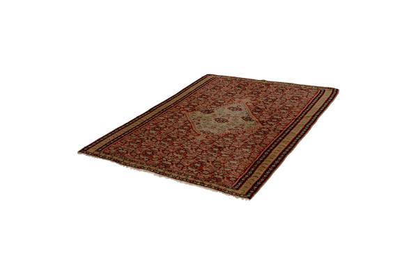 Tappeto a pelo corto Kelim Senneh 12943 Lana vergine - Rosso / Beige