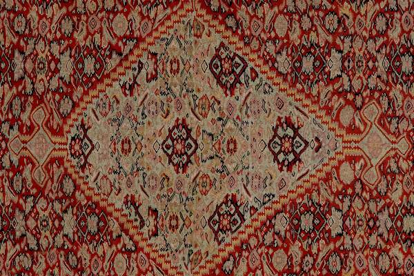 Tappeto a pelo corto Kelim Senneh 12943 Lana vergine - Rosso / Beige