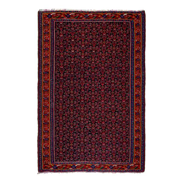 Laagp. vloerkleed Kelim Senneh 14854 scheerwol - blauw/rood