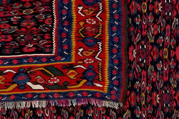 Laagp. vloerkleed Kelim Senneh 14854 scheerwol - blauw/rood