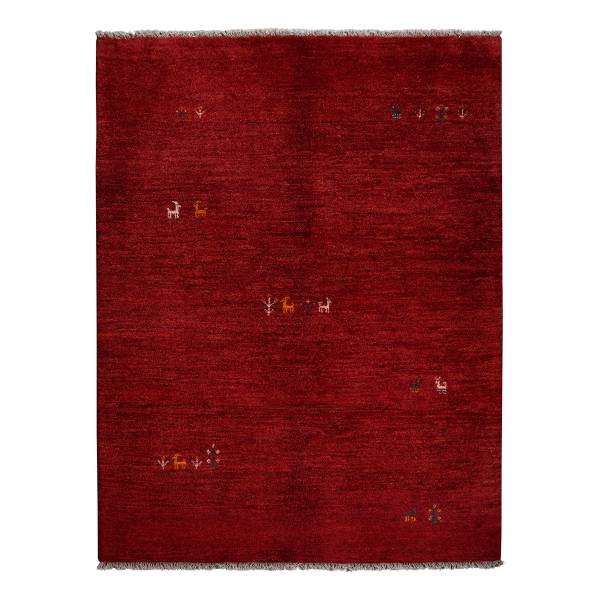 Tapis poils longs Gabbeh 2180037 Laine vierge - Rouge