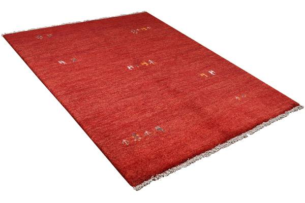 Tapis poils longs Gabbeh 2180037 Laine vierge - Rouge