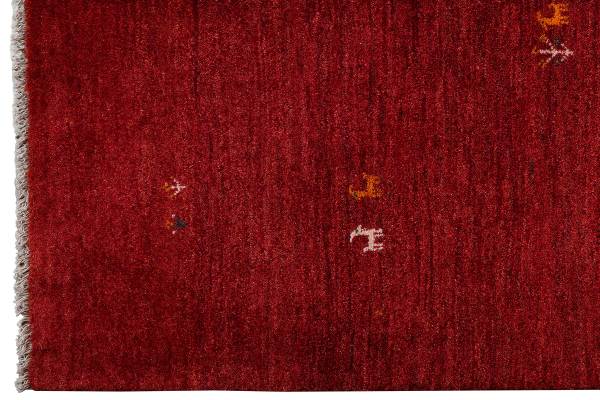 Tapis poils longs Gabbeh 2180037 Laine vierge - Rouge