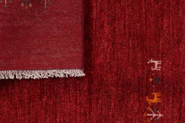 Tapis poils longs Gabbeh 2180037 Laine vierge - Rouge
