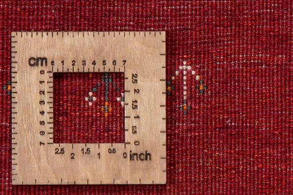 Tapis poils longs Gabbeh 2180037 Laine vierge - Rouge