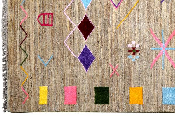 Hochflorteppich Gabbeh Basi 2178107 Schurwolle - Grau