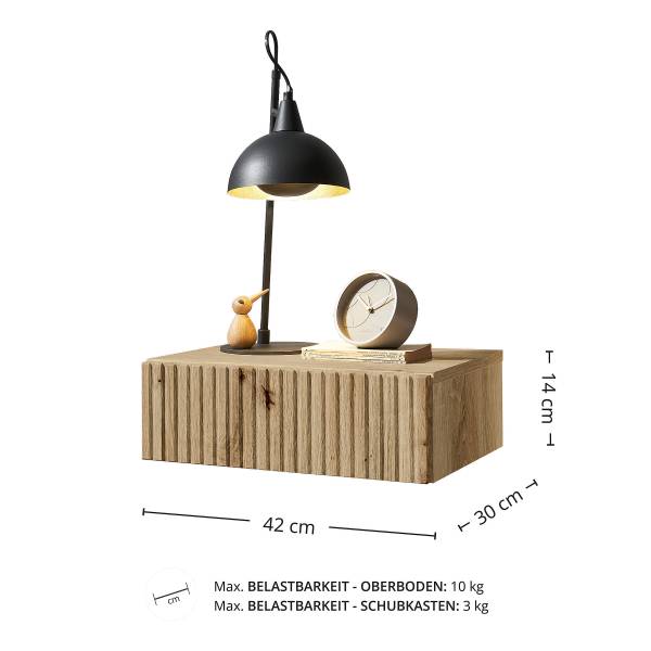 Hänge-Nachtkommode Narella Eiche Artisan Dekor - 1