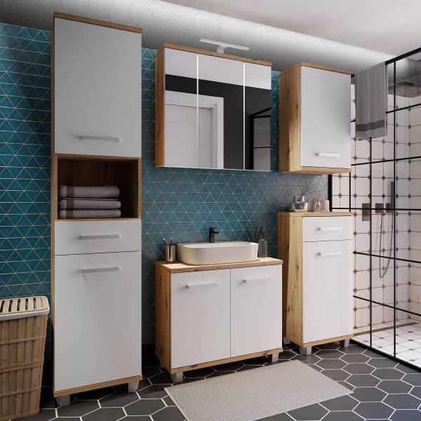 Armoire de toilette éclairée Bagutana Gris clair
