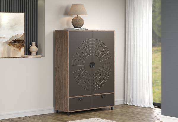 Highboard Fusion Graphit / Eiche Dunkel Dekor