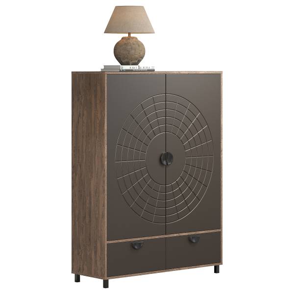 Highboard Fusion Graphit / Eiche Dunkel Dekor