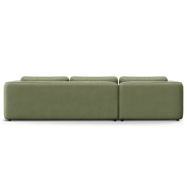 Ecksofa ONDA 3-Sitzer mit Longchair Webstoff Amaris: Grün - Longchair davorstehend links
