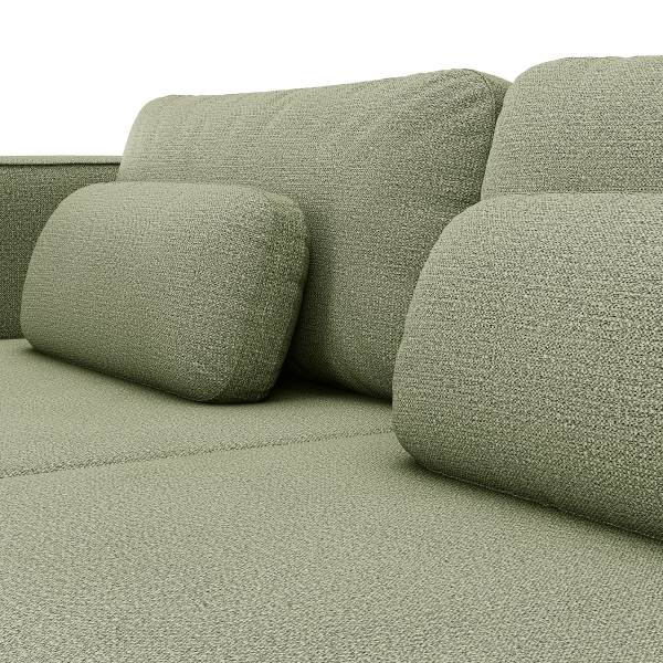 Ecksofa ONDA 3-Sitzer mit Longchair Webstoff Amaris: Grün - Longchair davorstehend links