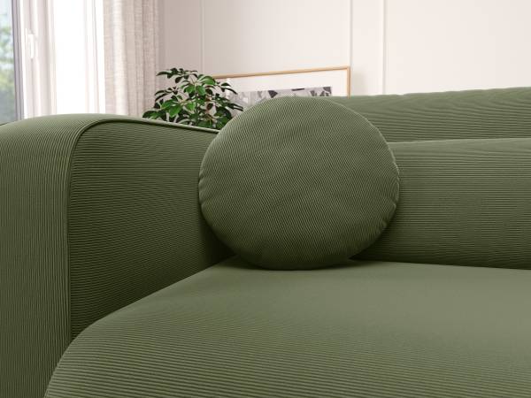 Kussen ONDA set van 2 rond corduroy Snor: groen