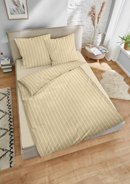Mako-Satin-Bettwäsche Embus Mako-Satin - Gelb - 155 x 220 cm + Kissen 80 x 80 cm