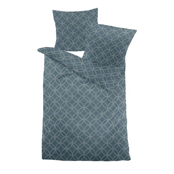 Jacquard-Bettwäsche  Heather Flanell - Petrol - 135 x 200 cm + Kissen 80 x 80 cm