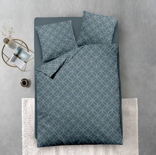 Jacquard-Bettwäsche  Heather Flanell - Petrol - 135 x 200 cm + Kissen 80 x 80 cm