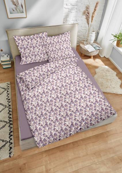Mako-Satin-Bettwäsche Kusis Mako-Satin - Lila - 155 x 220 cm + Kissen 80 x 80 cm
