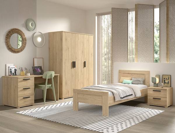 Kinderzimmerset Sam 4-teilig - Tisch Eiche Dekor - Breite: 151 cm