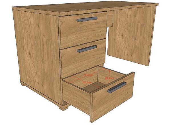 Kinderzimmerset Sam 4-teilig - Tisch Eiche Dekor - Breite: 151 cm