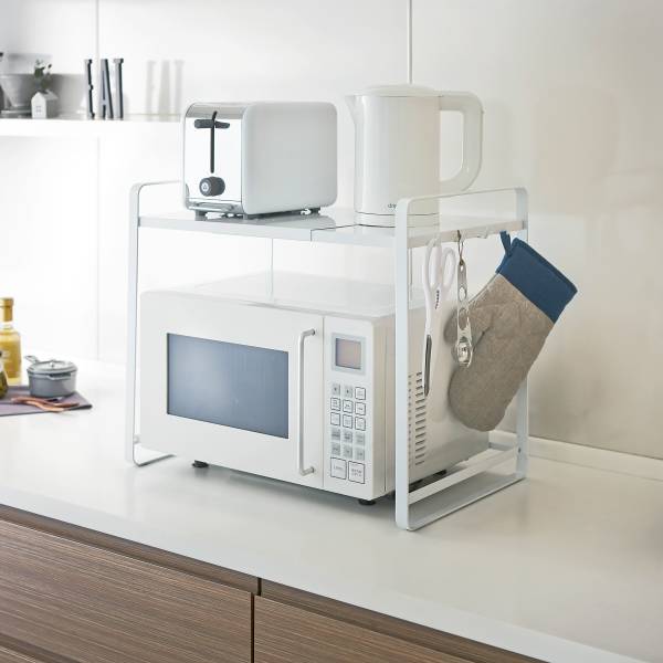 Étagère Tower pour micro-ondes Blanc brillant
