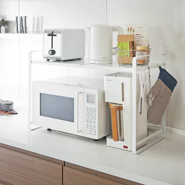 Étagère Tower pour micro-ondes Blanc brillant