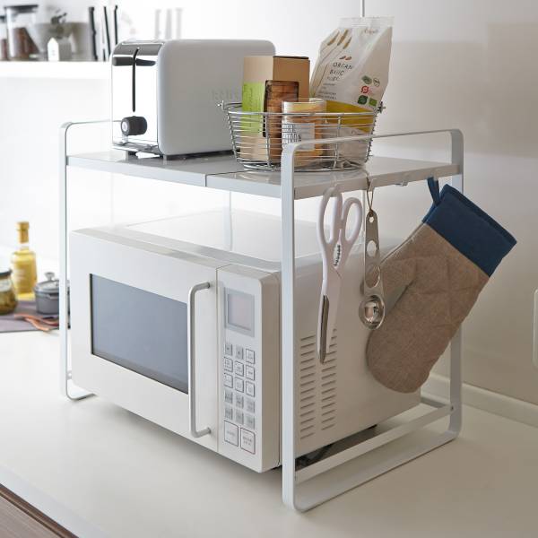 Étagère Tower pour micro-ondes Blanc brillant