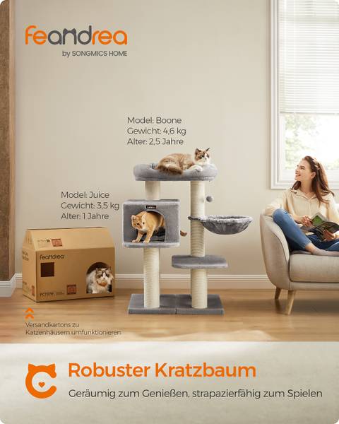Kratzbaum Latuf MDF - Creme / Grau