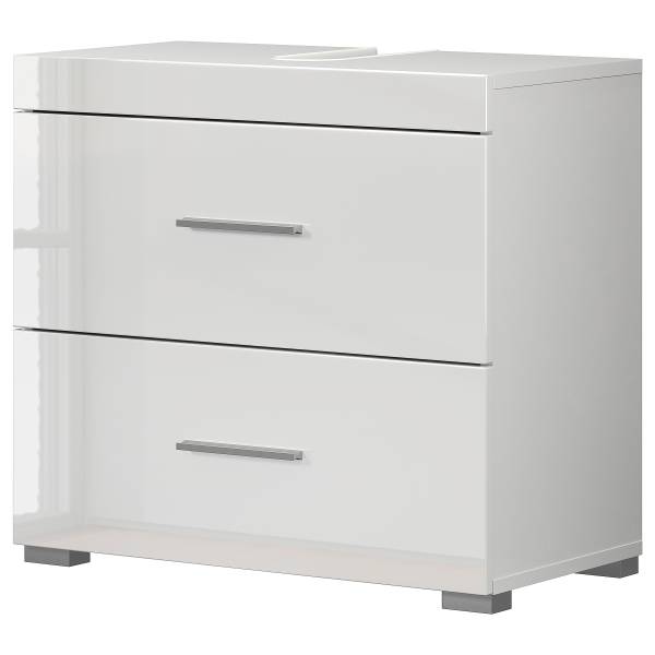 Waschbeckenunterschrank Amanda 2 Schübe Hochglanz Weiß / Weiß