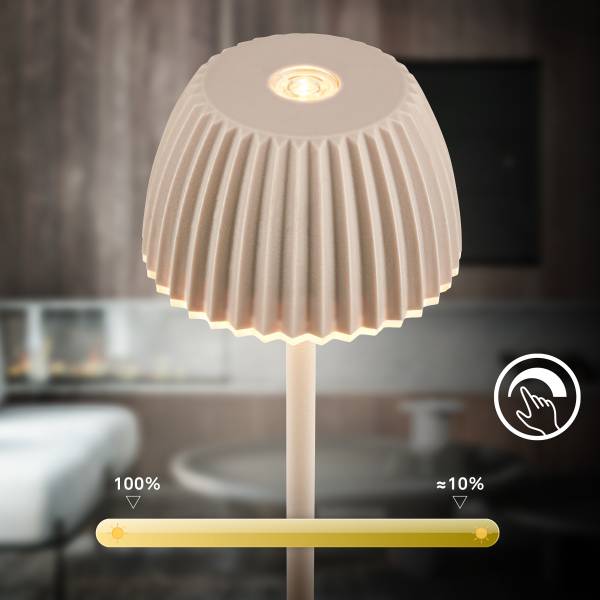 Akku Tischleuchte Riffle Aluminium / Polypropylen - Beige