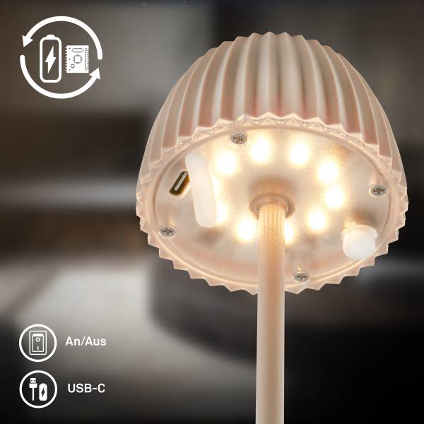 Akku Tischleuchte Riffle Aluminium / Polypropylen - Beige