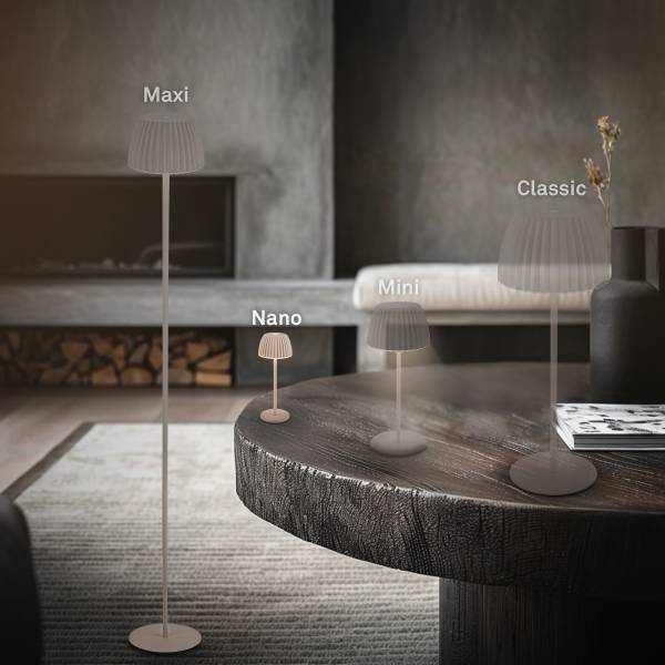 Akku Tischleuchte Riffle Aluminium / Polypropylen - Beige