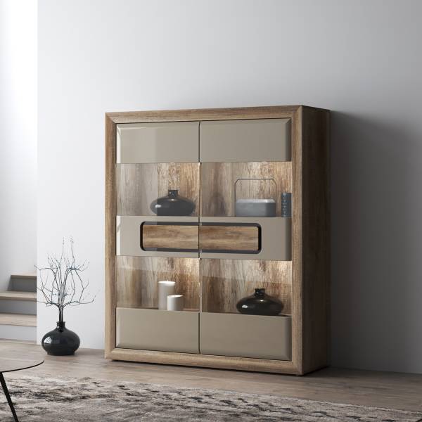 Beleuchteter Vitrinenschrank Malaio 134 x 155 cm