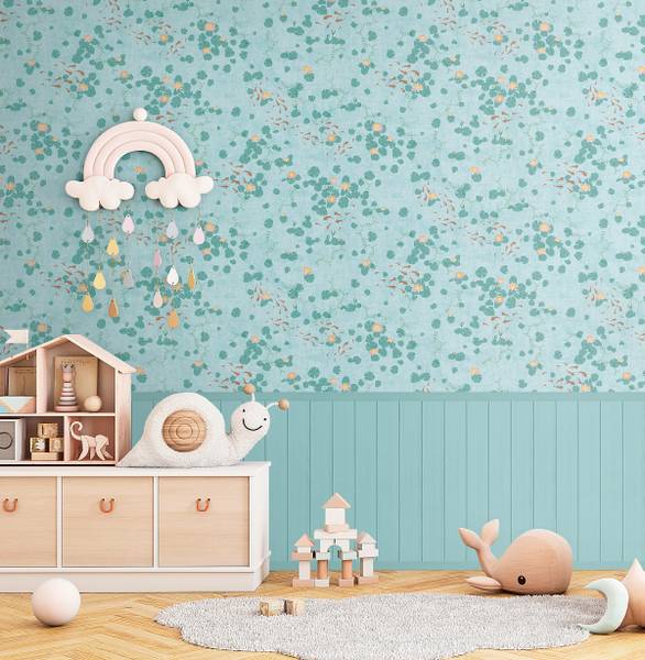 Vliestapete Lily Dreams Vlies / Vinyl - Aqua