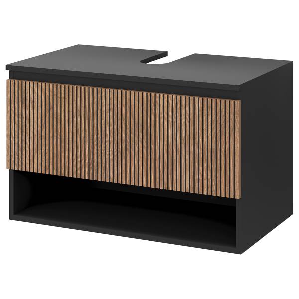 Meuble sous-vasque Holodky Imitation noyer / Noir